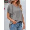 imageEVALESS Womens Fashion Oversized Summer Tops Casual Short Sleeve V Neck Lace Patchwork Shirts 2025 Basic TShirts Tee BlousesB Gray