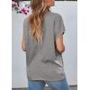 imageEVALESS Womens Fashion Oversized Summer Tops Casual Short Sleeve V Neck Lace Patchwork Shirts 2025 Basic TShirts Tee BlousesB Gray