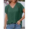 imageEVALESS Womens Fashion Oversized Summer Tops Casual Short Sleeve V Neck Lace Patchwork Shirts 2025 Basic TShirts Tee BlousesB Green