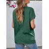 imageEVALESS Womens Fashion Oversized Summer Tops Casual Short Sleeve V Neck Lace Patchwork Shirts 2025 Basic TShirts Tee BlousesB Green