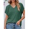 imageEVALESS Womens Fashion Oversized Summer Tops Casual Short Sleeve V Neck Lace Patchwork Shirts 2025 Basic TShirts Tee BlousesB Green