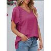 imageEVALESS Womens Fashion Oversized Summer Tops Casual Short Sleeve V Neck Lace Patchwork Shirts 2025 Basic TShirts Tee BlousesB Rose