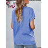 imageEVALESS Womens Fashion Oversized Summer Tops Casual Short Sleeve V Neck Lace Patchwork Shirts 2025 Basic TShirts Tee BlousesB Sky Blue