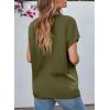 imageEVALESS Womens Fashion Oversized Summer Tops Casual Short Sleeve V Neck Lace Patchwork Shirts 2025 Basic TShirts Tee BlousesD Green