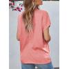 imageEVALESS Womens Fashion Oversized Summer Tops Casual Short Sleeve V Neck Lace Patchwork Shirts 2025 Basic TShirts Tee BlousesD Pink