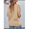 imageEVALESS Womens Fashion Oversized Summer Tops Casual Short Sleeve V Neck Lace Patchwork Shirts 2025 Basic TShirts Tee BlousesE Apricot