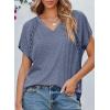 imageEVALESS Womens Fashion Oversized Summer Tops Casual Short Sleeve V Neck Lace Patchwork Shirts 2025 Basic TShirts Tee BlousesE Ashleigh Blue