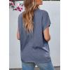 imageEVALESS Womens Fashion Oversized Summer Tops Casual Short Sleeve V Neck Lace Patchwork Shirts 2025 Basic TShirts Tee BlousesE Ashleigh Blue