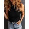 imageEVALESS Womens Tank Tops Summer Ribbed Knit Racerback High Neck Halter Crop Tops Blouses Sleeveless Slim Basic Cami ShirtsBlack