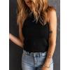 imageEVALESS Womens Tank Tops Summer Ribbed Knit Racerback High Neck Halter Crop Tops Blouses Sleeveless Slim Basic Cami ShirtsBlack
