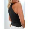 imageEVALESS Womens Tank Tops Summer Ribbed Knit Racerback High Neck Halter Crop Tops Blouses Sleeveless Slim Basic Cami ShirtsBlack