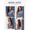 imageEVALESS Womens Tank Tops Summer Ribbed Knit Racerback High Neck Halter Crop Tops Blouses Sleeveless Slim Basic Cami ShirtsBlue