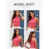 imageEVALESS Womens Tank Tops Summer Ribbed Knit Racerback High Neck Halter Crop Tops Blouses Sleeveless Slim Basic Cami ShirtsRose Red