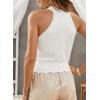 imageEVALESS Womens Tank Tops Summer Ribbed Knit Racerback High Neck Halter Crop Tops Blouses Sleeveless Slim Basic Cami ShirtsWhite