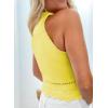 imageEVALESS Womens Tank Tops Summer Ribbed Knit Racerback High Neck Halter Crop Tops Blouses Sleeveless Slim Basic Cami ShirtsYellow