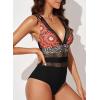 imageEVALESS One Piece Swimsuit Women Tummy Control Sexy Mesh V Neck Swimwear Summer 2025 High Waisted Cross Back Bathing Suits1b Multicolor