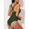 imageEVALESS One Piece Swimsuit Women Tummy Control Sexy Mesh V Neck Swimwear Summer 2025 High Waisted Cross Back Bathing Suits3b1 Green