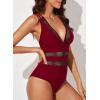 imageEVALESS One Piece Swimsuit Women Tummy Control Sexy Mesh V Neck Swimwear Summer 2025 High Waisted Cross Back Bathing SuitsB Red