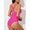 imageEVALESS One Piece Swimsuit Women Tummy Control Sexy Mesh V Neck Swimwear Summer 2025 High Waisted Cross Back Bathing SuitsB Rose