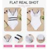 imageEVALESS One Piece Swimsuit Women Tummy Control Sexy Mesh V Neck Swimwear Summer 2025 High Waisted Cross Back Bathing SuitsB White