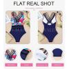 imageEVALESS One Piece Swimsuit Women Tummy Control Sexy Mesh V Neck Swimwear Summer 2025 High Waisted Cross Back Bathing SuitsB1 Blue