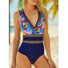 imageEVALESS One Piece Swimsuit Women Tummy Control Sexy Mesh V Neck Swimwear Summer 2025 High Waisted Cross Back Bathing SuitsB1 Blue