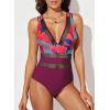 imageEVALESS One Piece Swimsuit Women Tummy Control Sexy Mesh V Neck Swimwear Summer 2025 High Waisted Cross Back Bathing SuitsB1 Red