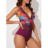 imageEVALESS One Piece Swimsuit Women Tummy Control Sexy Mesh V Neck Swimwear Summer 2025 High Waisted Cross Back Bathing SuitsB1 Red