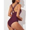 imageEVALESS One Piece Swimsuit Women Tummy Control Sexy Mesh V Neck Swimwear Summer 2025 High Waisted Cross Back Bathing SuitsB1 Red