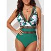 imageEVALESS One Piece Swimsuit Women Tummy Control Sexy Mesh V Neck Swimwear Summer 2025 High Waisted Cross Back Bathing SuitsB2 Green