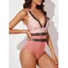 imageEVALESS One Piece Swimsuit Women Tummy Control Sexy Mesh V Neck Swimwear Summer 2025 High Waisted Cross Back Bathing SuitsB2 Pink
