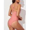 imageEVALESS One Piece Swimsuit Women Tummy Control Sexy Mesh V Neck Swimwear Summer 2025 High Waisted Cross Back Bathing SuitsB2 Pink