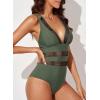 imageEVALESS One Piece Swimsuit Women Tummy Control Sexy Mesh V Neck Swimwear Summer 2025 High Waisted Cross Back Bathing SuitsB3 Green