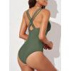 imageEVALESS One Piece Swimsuit Women Tummy Control Sexy Mesh V Neck Swimwear Summer 2025 High Waisted Cross Back Bathing SuitsB3 Green
