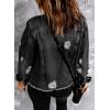 imageEVALESS Womens Boyfriend Washed Crop Denim Jean Jacket CoatBlack