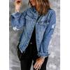 imageEVALESS Womens Boyfriend Washed Crop Denim Jean Jacket CoatIceland Blue