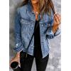 imageEVALESS Womens Boyfriend Washed Crop Denim Jean Jacket CoatIceland Blue