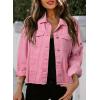 imageEVALESS Womens Boyfriend Washed Crop Denim Jean Jacket CoatPink