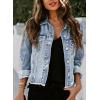 imageEVALESS Womens Boyfriend Washed Crop Denim Jean Jacket CoatSky Blue