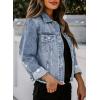 imageEVALESS Womens Boyfriend Washed Crop Denim Jean Jacket CoatSky Blue