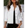 imageEVALESS Womens Boyfriend Washed Crop Denim Jean Jacket CoatWhite