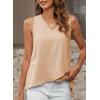 imageEVALESS Womens Tank Tops V Neck Dressy Casual Summer Flowy Sleeveless Camisole Chiffon Blouses Basic ShirtsBeige