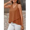imageEVALESS Womens Tank Tops V Neck Dressy Casual Summer Flowy Sleeveless Camisole Chiffon Blouses Basic ShirtsBrown