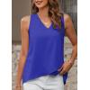 imageEVALESS Womens Tank Tops V Neck Dressy Casual Summer Flowy Sleeveless Camisole Chiffon Blouses Basic ShirtsDark Blue