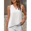 imageEVALESS Womens Tank Tops V Neck Dressy Casual Summer Flowy Sleeveless Camisole Chiffon Blouses Basic ShirtsWhite