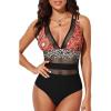 imageEVALESS One Piece Swimsuit Women Tummy Control Sexy Mesh V Neck Swimwear Summer 2025 High Waisted Cross Back Bathing Suits1b Multicolor