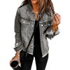 imageEVALESS Womens Boyfriend Washed Crop Denim Jean Jacket CoatGray