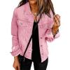 imageEVALESS Womens Boyfriend Washed Crop Denim Jean Jacket CoatPink
