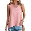 imageEVALESS Womens Tank Tops V Neck Dressy Casual Summer Flowy Sleeveless Camisole Chiffon Blouses Basic ShirtsLight Pink