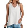 imageEVALESS Womens Tank Tops V Neck Dressy Casual Summer Flowy Sleeveless Camisole Chiffon Blouses Basic ShirtsWhite